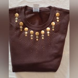 Ladies new sweatshirt with bling size XL Brown